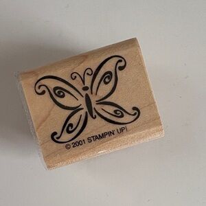 Vintage Y2K Stampin' Up! Artistic Butterfly Wooden Stamp 2001 Deadstock 1.5 x 1”